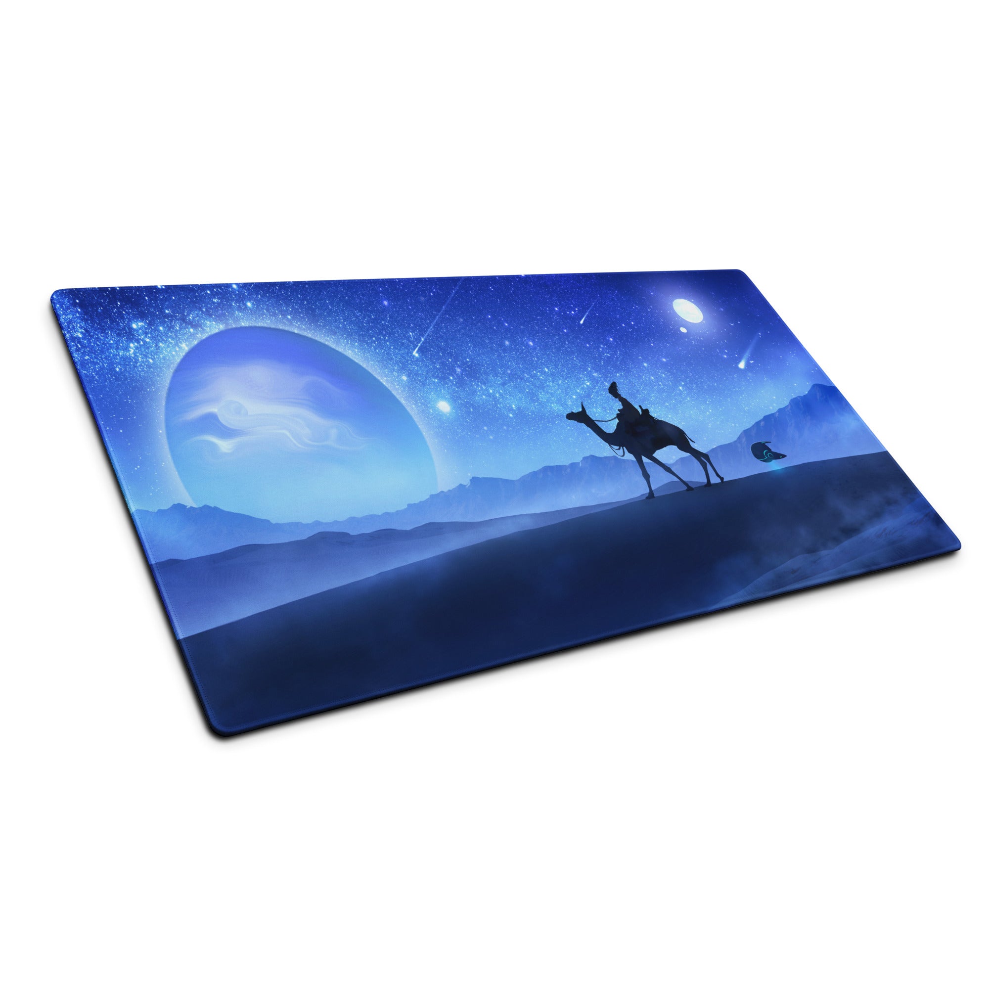 Blue Space Themed Gaming Mouse Pad For Desktop Setup Cosmic Night Sky Illustration Dreamy Celestial Mood Space Art