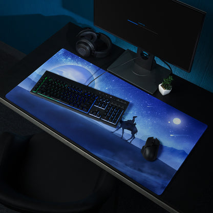 Blue Space Themed Gaming Mouse Pad For Desktop Setup Cosmic Night Sky Illustration Dreamy Celestial Mood Space Art