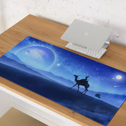 Blue Space Themed Gaming Mouse Pad For Desktop Setup Cosmic Night Sky Illustration Dreamy Celestial Mood Space Art