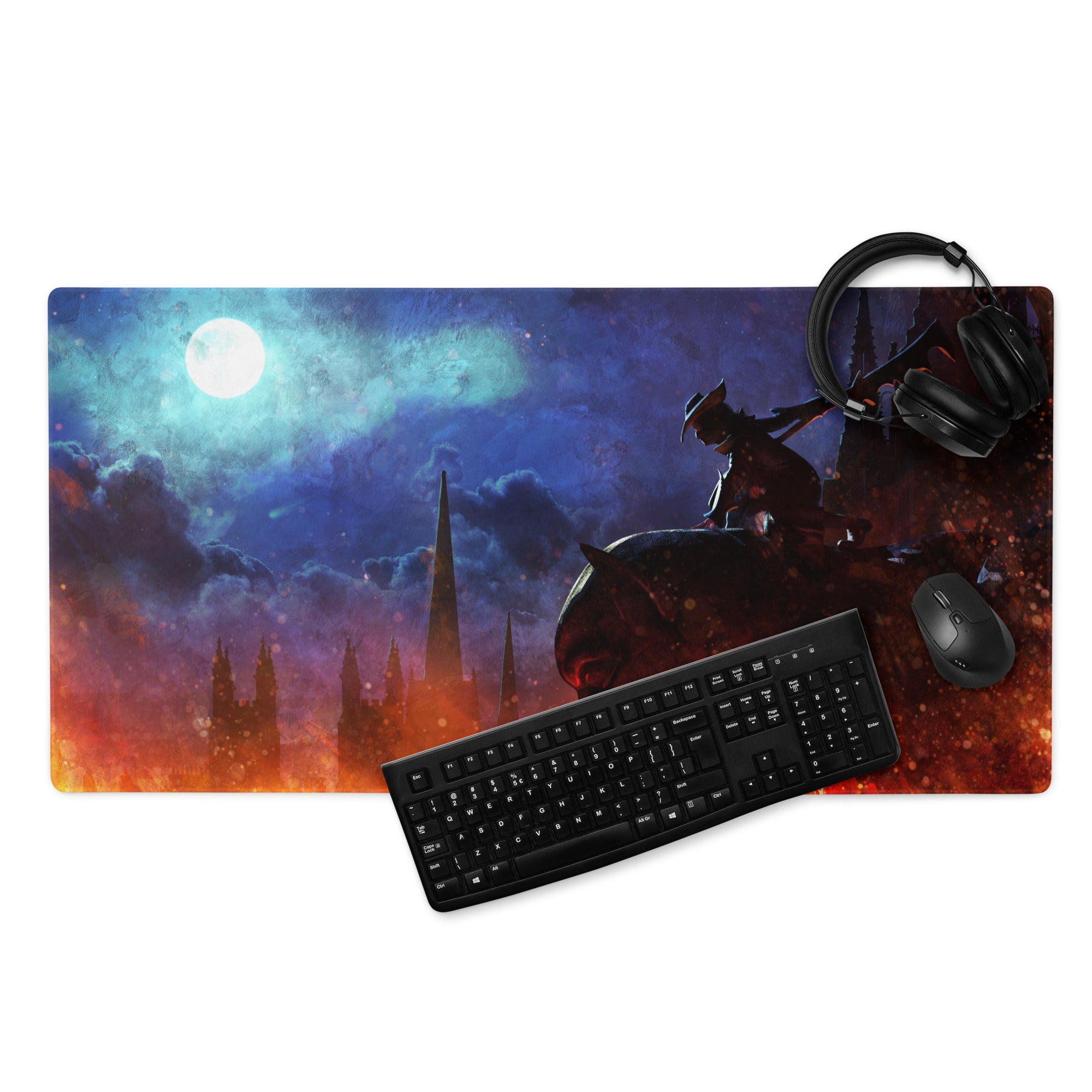 Gaming Mouse Pad Blue Orange Night Sky Scene For Gaming Desk Modern Fantasy Art Decor Non Slip