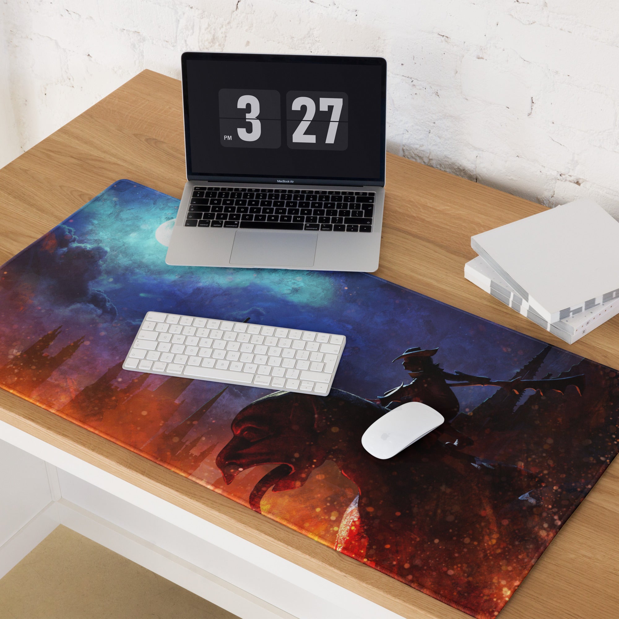 Gaming Mouse Pad Blue Orange Night Sky Scene For Gaming Desk Modern Fantasy Art Decor Non Slip