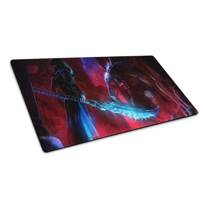 Gaming Mouse Pad Large Red Blue Dragon Battle Scene for Desk Setup Epic Fantasy Digital Art Non Slip Base