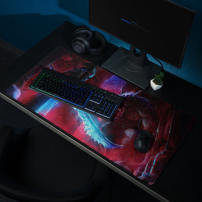 Gaming Mouse Pad Large Red Blue Dragon Battle Scene for Desk Setup Epic Fantasy Digital Art Non Slip Base