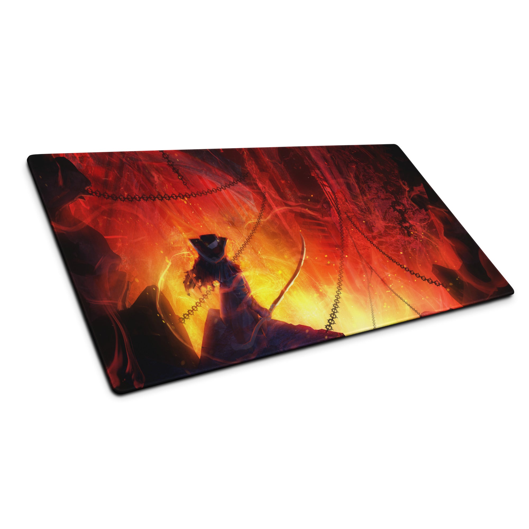 Gaming Mouse Pad Red Orange Fiery Lava Theme Large Desk Mat For Gaming Setup With Non Slip Base