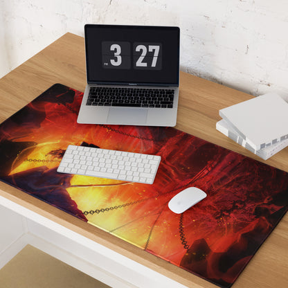 Gaming Mouse Pad Red Orange Fiery Lava Theme Large Desk Mat For Gaming Setup With Non Slip Base
