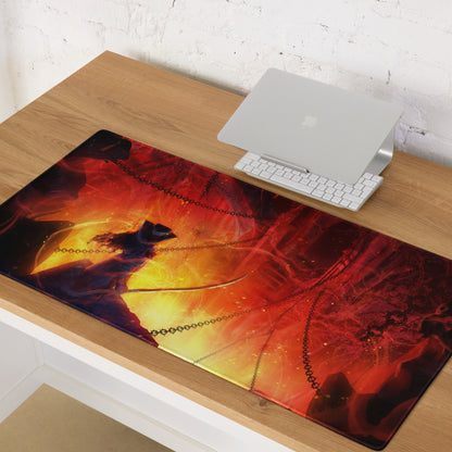 Gaming Mouse Pad Red Orange Fiery Lava Theme Large Desk Mat For Gaming Setup With Non Slip Base