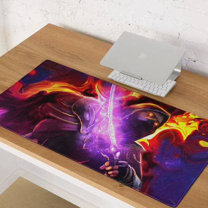 Gaming Mouse Pad Purple Red Neon Swirls For Desk Setup In Abstract Digital Art Style
