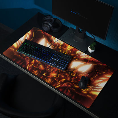 Fiery Demon Goddess Gaming Mouse Pad Large Orange Red Black Desk Setup Fantasy Art For Esports Setup Digital Artwork