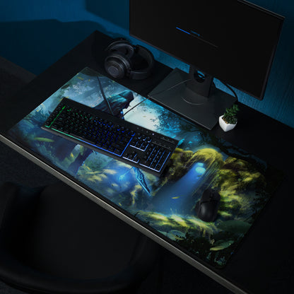 Forest Archer Fantasy Gaming Mouse Pad Blue Green Non Slip Large Desk Mat For Gaming Digital Art