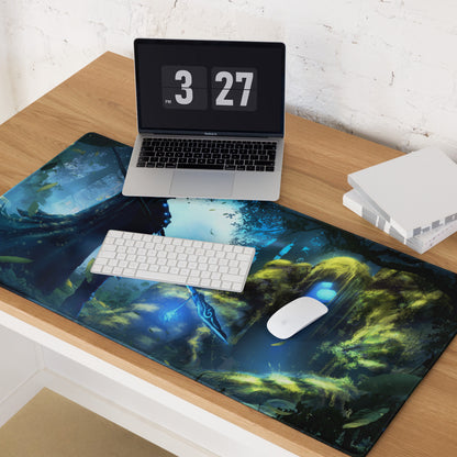 Forest Archer Fantasy Gaming Mouse Pad Blue Green Non Slip Large Desk Mat For Gaming Digital Art