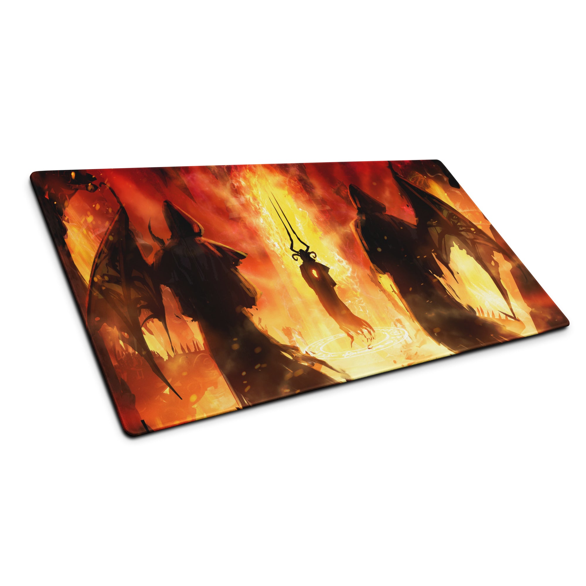 Gaming Mouse Pad Fiery Red And Black For Gaming Desk Setup Lava Theme Epic Fantasy Art Style Non Slip Large
