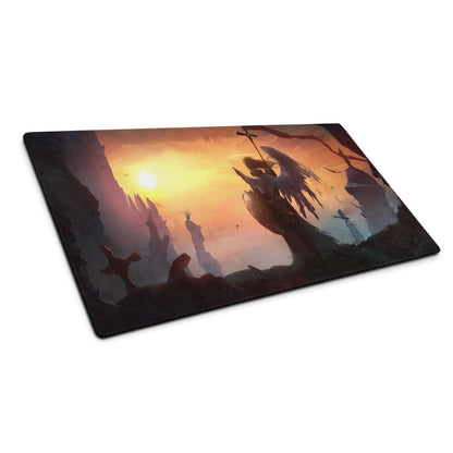 Fantasy Battle Scene Gaming Mouse Pad Warm Orange And Dark Tones For Gaming Setup Epic Dota CSGO Digital Art