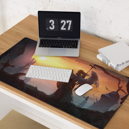 Fantasy Battle Scene Gaming Mouse Pad Warm Orange And Dark Tones For Gaming Setup Epic Dota CSGO Digital Art