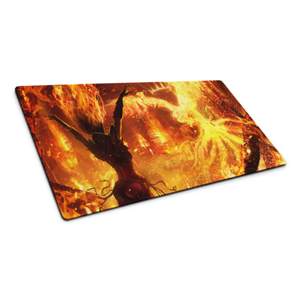 Gaming Mouse Pad Fiery Orange Red For Gaming Desk Cinematic Flame Art Intense Mood Modern Gaming Setup Digital Art