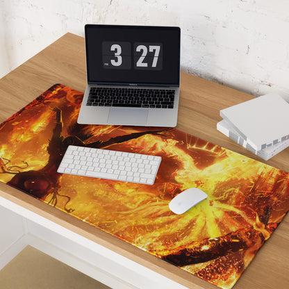 Gaming Mouse Pad Fiery Orange Red For Gaming Desk Cinematic Flame Art Intense Mood Modern Gaming Setup Digital Art
