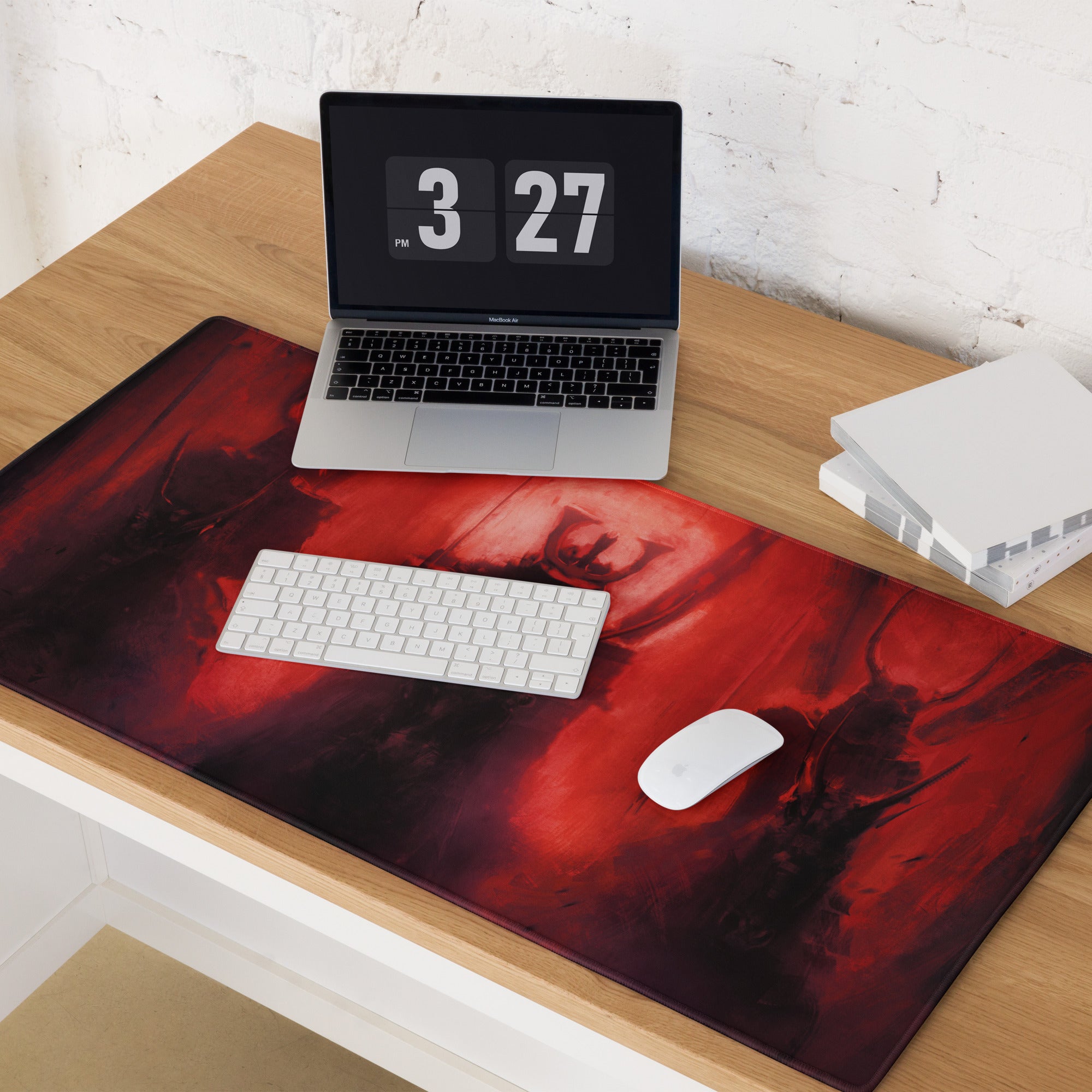 Demon Fire Artwork Red And Black Gaming Desk Mouse Pad Intense Esports Gamer Room Decor Digital Art