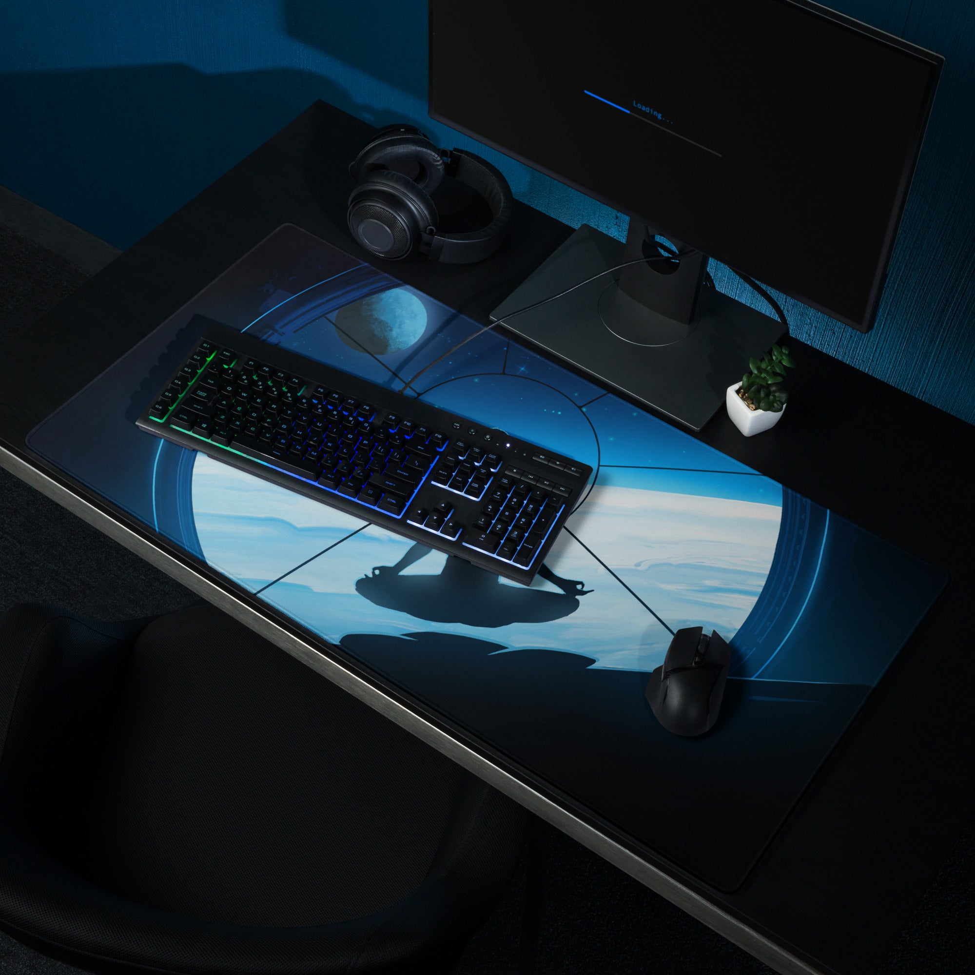 Gaming Mouse Pad Blue For Gaming Desk Galactic Space Art Futuristic Esports Style Immersive Digital Art