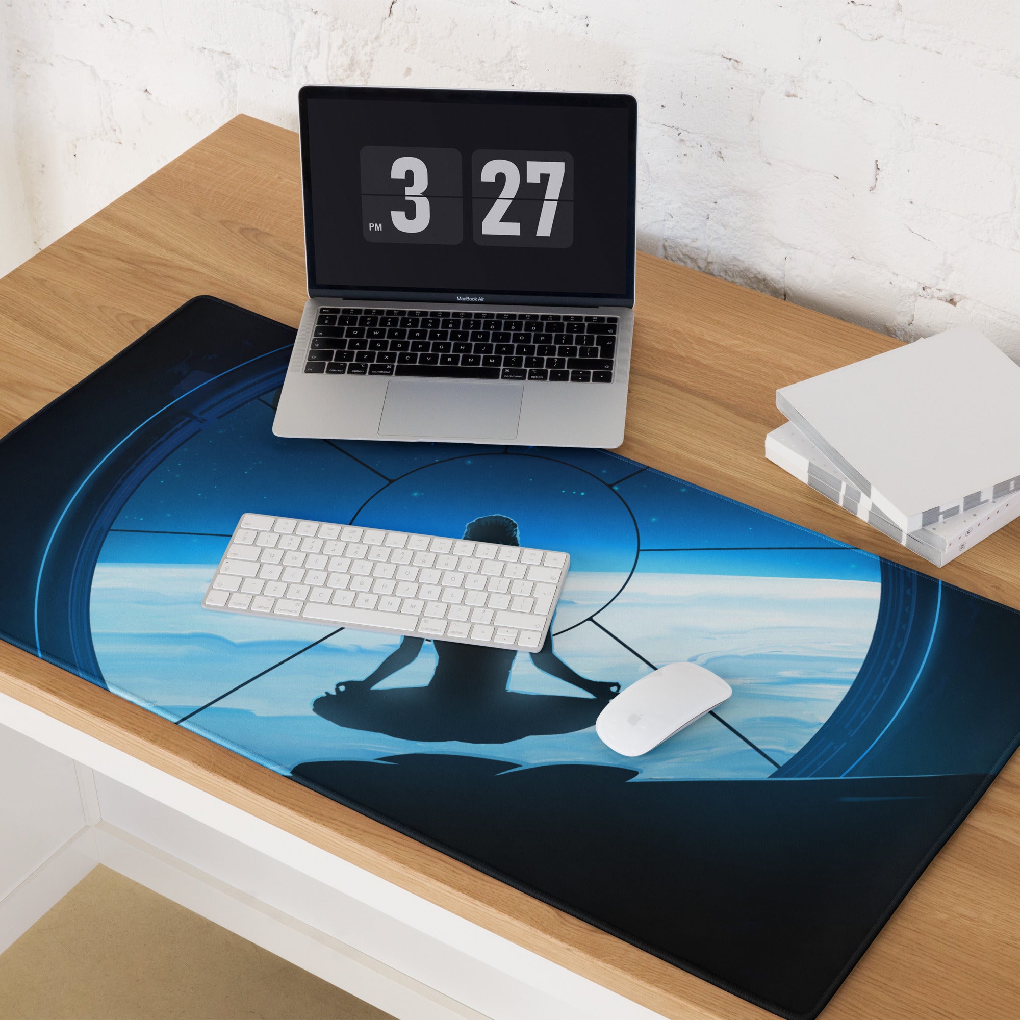 Gaming Mouse Pad Blue For Gaming Desk Galactic Space Art Futuristic Esports Style Immersive Digital Art