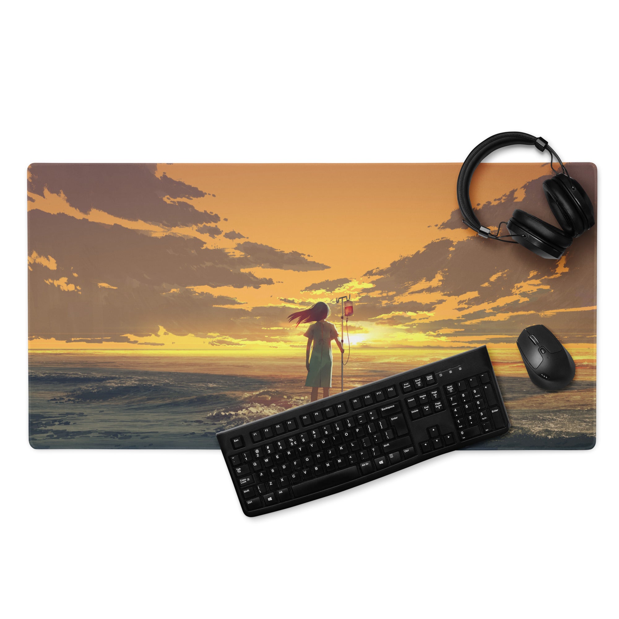Orange Sunset Gaming Mouse Pad Non Slip Desk Mat With Edge Stitch For Gaming Setup