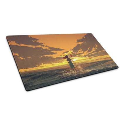 Orange Sunset Gaming Mouse Pad Non Slip Desk Mat With Edge Stitch For Gaming Setup