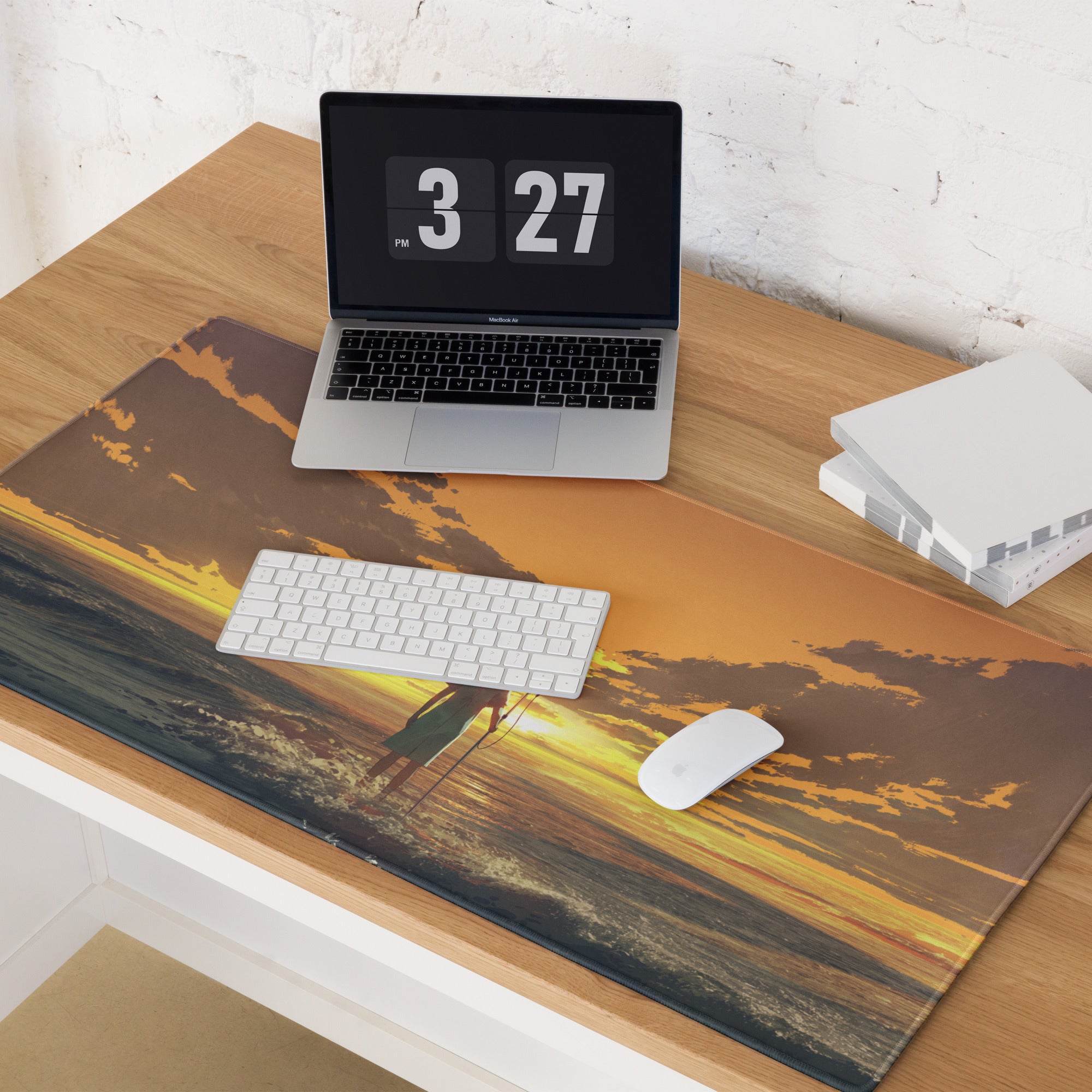 Orange Sunset Gaming Mouse Pad Non Slip Desk Mat With Edge Stitch For Gaming Setup