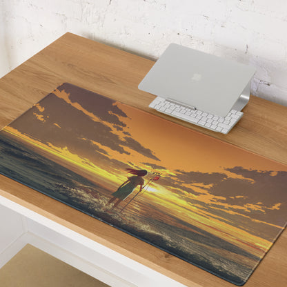 Orange Sunset Gaming Mouse Pad Non Slip Desk Mat With Edge Stitch For Gaming Setup