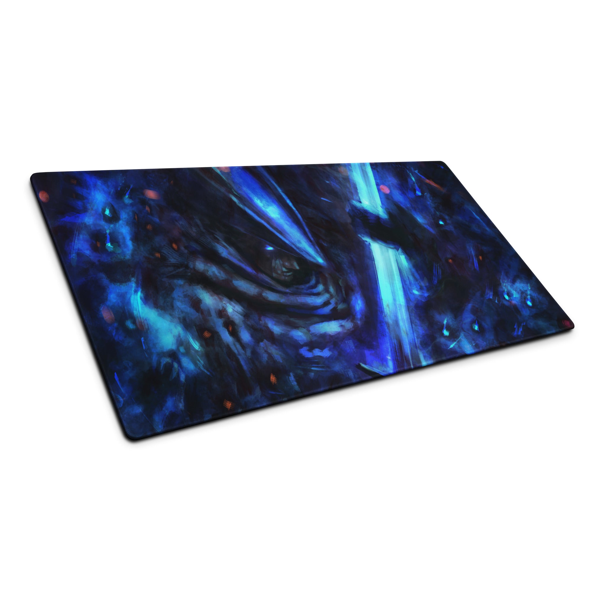 Blue Neon Gaming Mouse Pad For Desk Setup Large Extended Abstract Cyberpunk Digital Art Style
