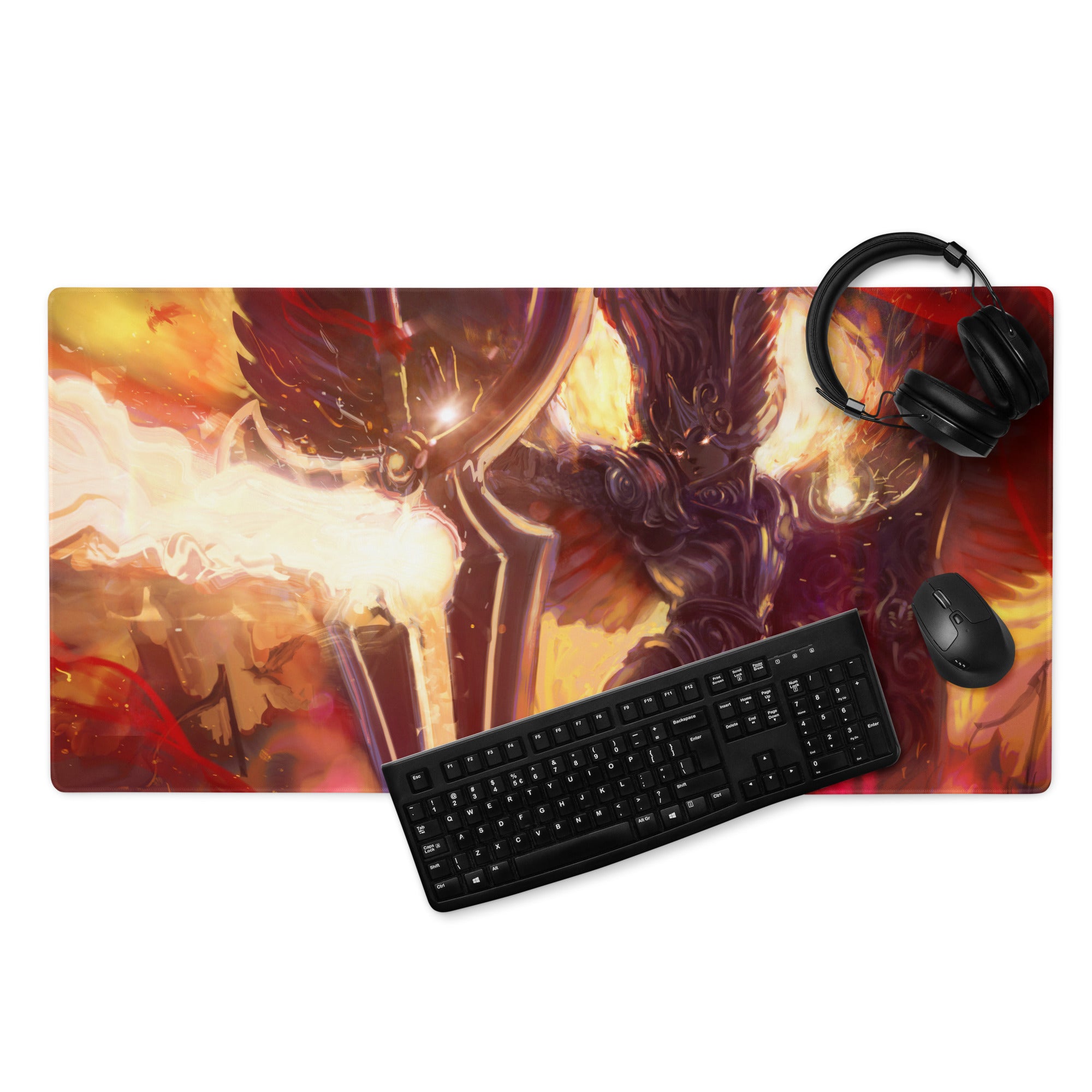 Fiery Red Orange Gaming Mouse Pad For Desktop Setup Surface Large Non Slip Modern Digital Art For Pro Gamers