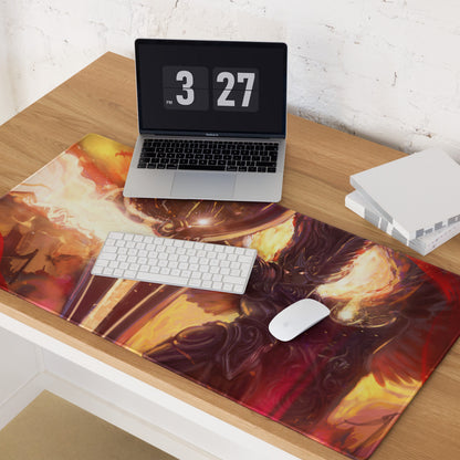 Fiery Red Orange Gaming Mouse Pad For Desktop Setup Surface Large Non Slip Modern Digital Art For Pro Gamers