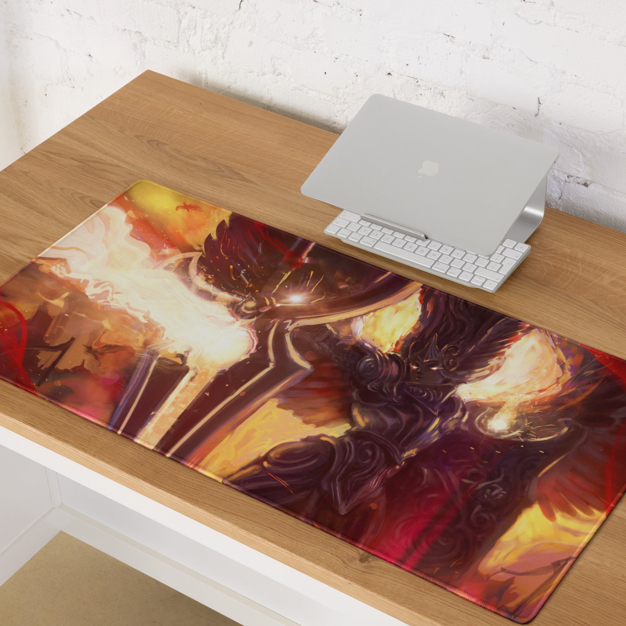 Fiery Red Orange Gaming Mouse Pad For Desktop Setup Surface Large Non Slip Modern Digital Art For Pro Gamers