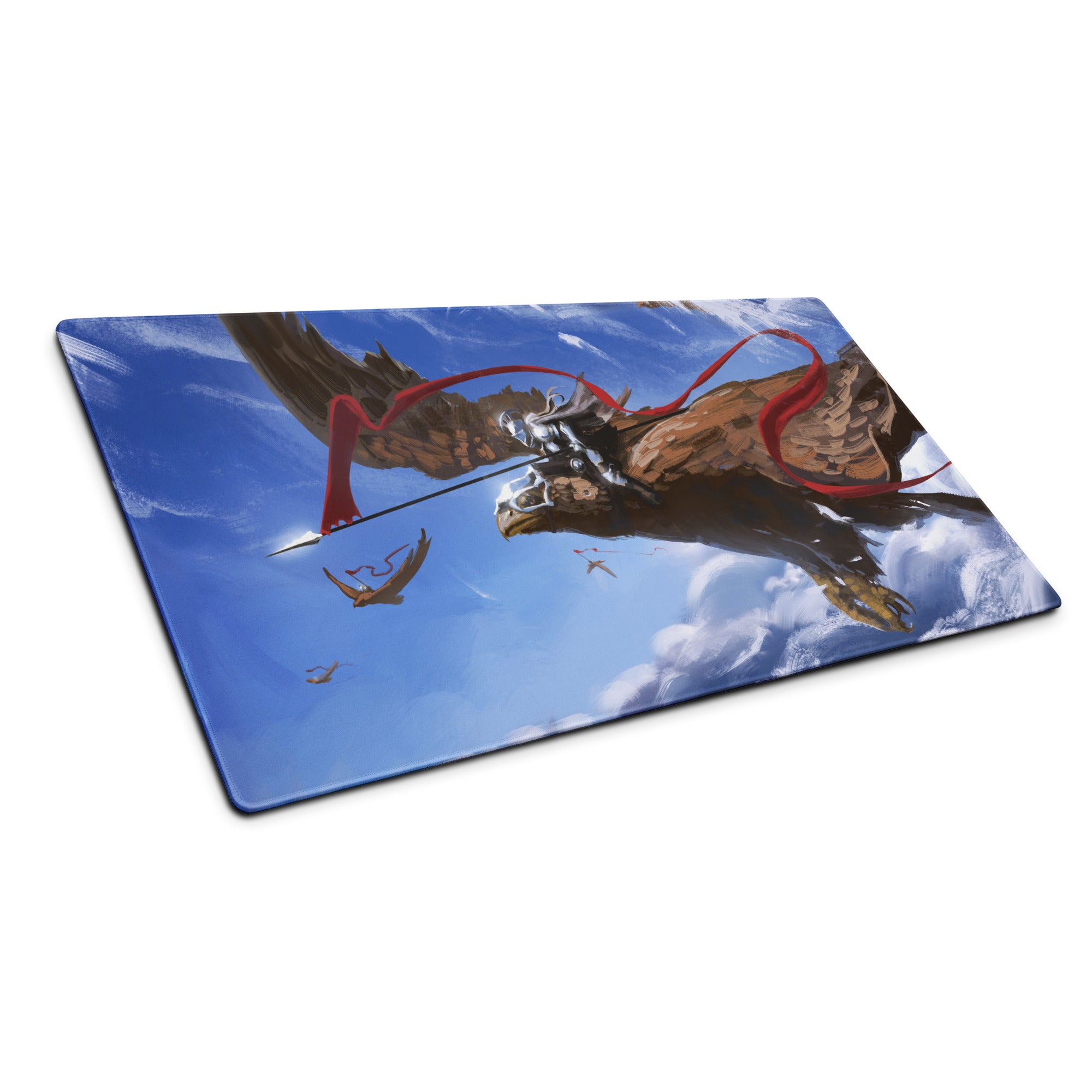 Gaming Mouse Pad Blue Dragon Scene for Gaming Desk Setup Fantasy Art Style Large Non Slip Edge Stitching