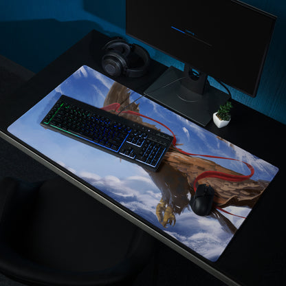 Gaming Mouse Pad Blue Dragon Scene for Gaming Desk Setup Fantasy Art Style Large Non Slip Edge Stitching