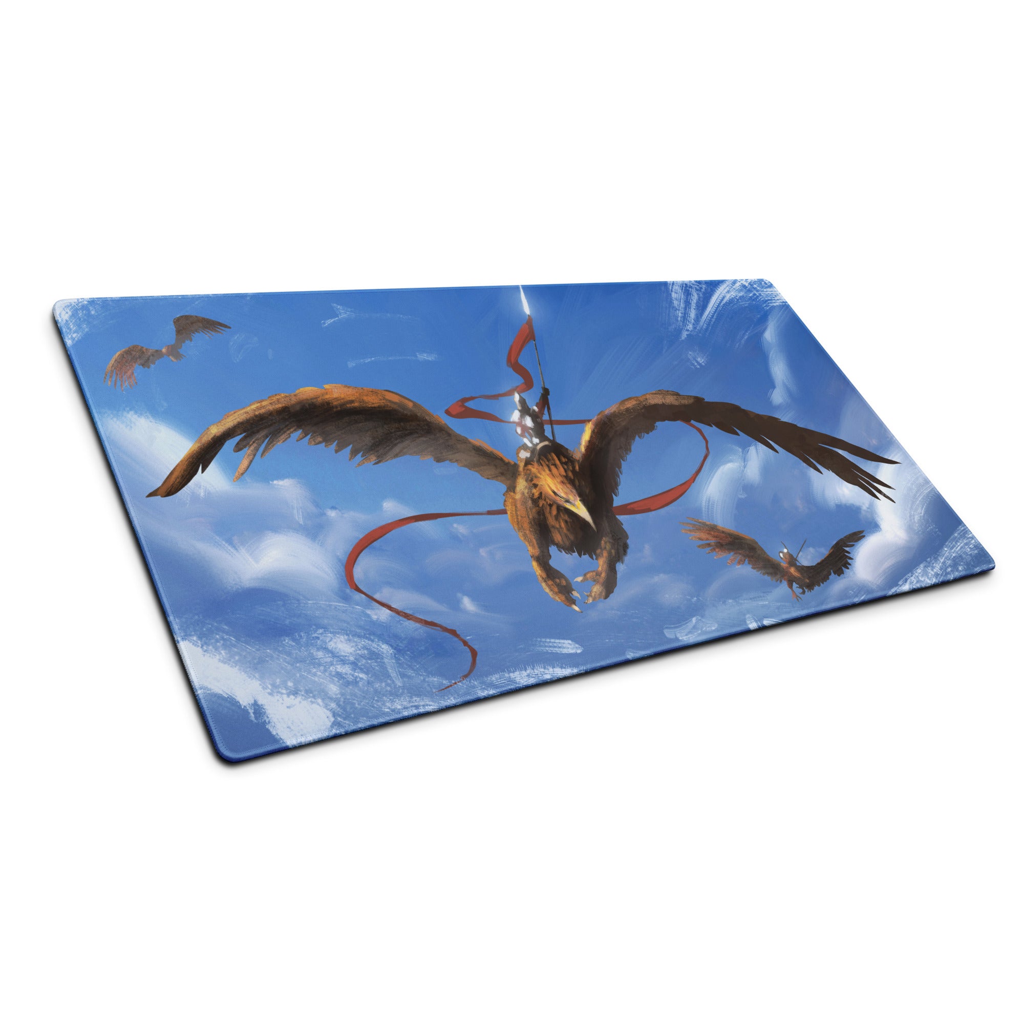 Blue Dragon Gamer Mouse Pad For Gaming Desk Fantasy Sky Illustration Painterly Art Style Non Slip Large