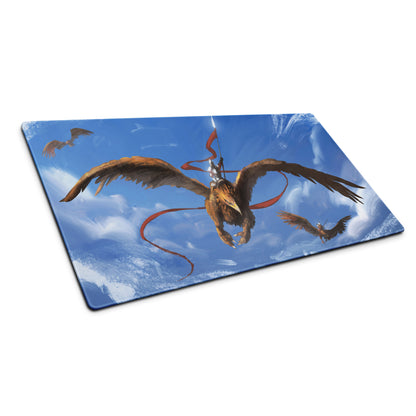 Blue Dragon Gamer Mouse Pad For Gaming Desk Fantasy Sky Illustration Painterly Art Style Non Slip Large