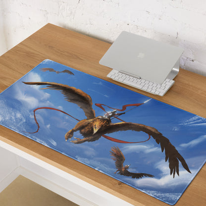 Blue Dragon Gamer Mouse Pad For Gaming Desk Fantasy Sky Illustration Painterly Art Style Non Slip Large