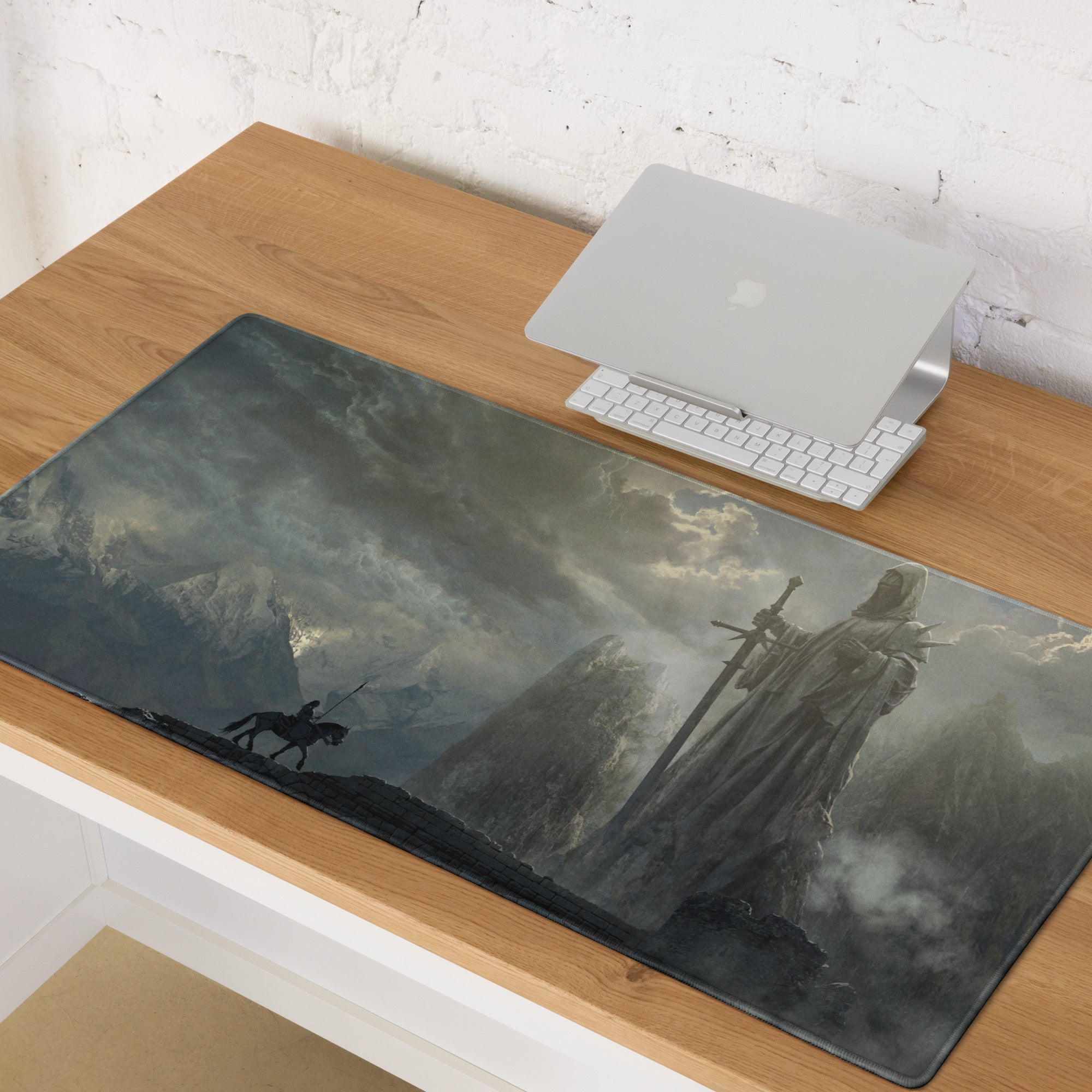 Dark Blue Gray Fantasy Themed Gaming Mouse Pad Large Non Slip Edge Stitch for Dota CSGO
