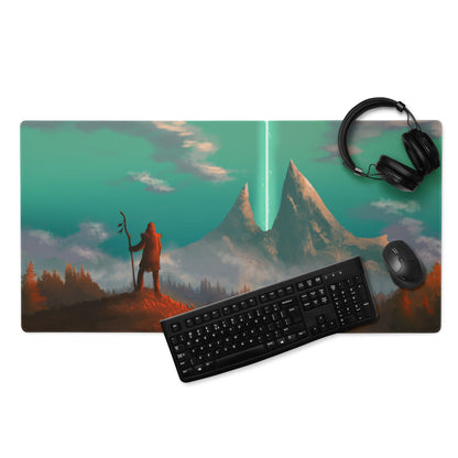 Green Teal Gaming Mouse Pad For Desktop Setup Large Size Epic Fantasy Landscape Digital Art
