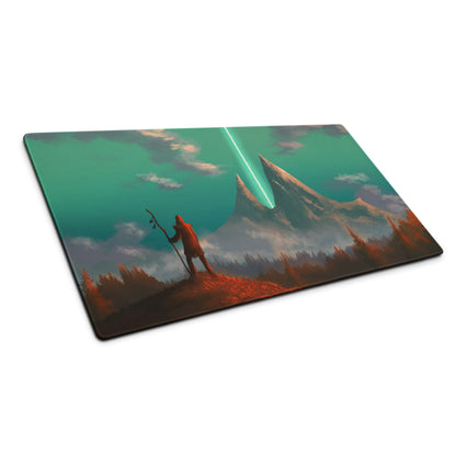Green Teal Gaming Mouse Pad For Desktop Setup Large Size Epic Fantasy Landscape Digital Art