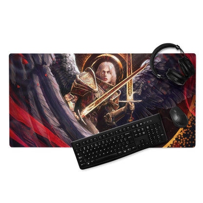 Gaming Mouse Pad Red Black Large Non Slip Desk Mat With Fantasy Angel Wings Artwork For Epic Dota And CSGO Play