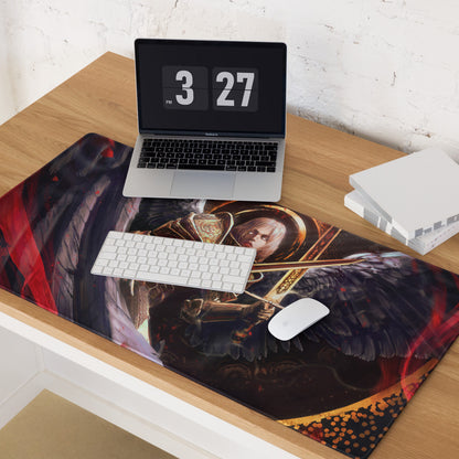 Gaming Mouse Pad Red Black Large Non Slip Desk Mat With Fantasy Angel Wings Artwork For Epic Dota And CSGO Play