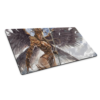 Gaming Mouse Pad Large Desk Mat With Bronze Gold Fantasy Warrior Illustration For Epic Winged Armor Gaming Setup