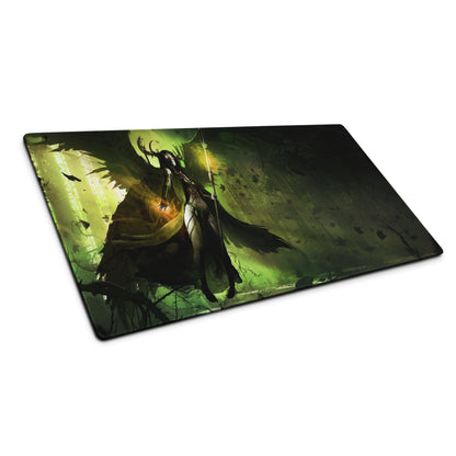 Gaming Mouse Pad Green Black Large Desk Mat For Gaming Setup Fantasy Art Style Moody Theme