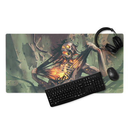 Zombie Monster Gaming Mouse Pad Green Black Neon Orange Large Non Slip Edge Stitch Desk Mat