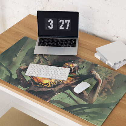 Zombie Monster Gaming Mouse Pad Green Black Neon Orange Large Non Slip Edge Stitch Desk Mat