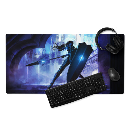 Gaming Mouse Pad Blue Purple Epic Fantasy Hero Artwork For Gaming Desk Large Non Slip Edge Stitched