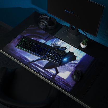 Gaming Mouse Pad Blue Purple Epic Fantasy Hero Artwork For Gaming Desk Large Non Slip Edge Stitched