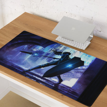 Gaming Mouse Pad Blue Purple Epic Fantasy Hero Artwork For Gaming Desk Large Non Slip Edge Stitched