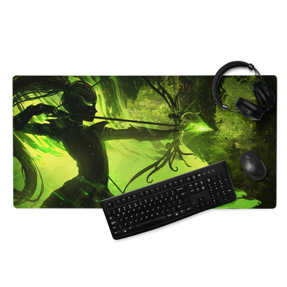Green Neon Cyberpunk Gaming Mouse Pad For Desk Setup Large Non Slip Abstract Art Vibrant Artwork