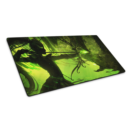 Green Neon Cyberpunk Gaming Mouse Pad For Desk Setup Large Non Slip Abstract Art Vibrant Artwork