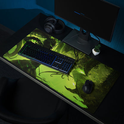 Green Neon Cyberpunk Gaming Mouse Pad For Desk Setup Large Non Slip Abstract Art Vibrant Artwork